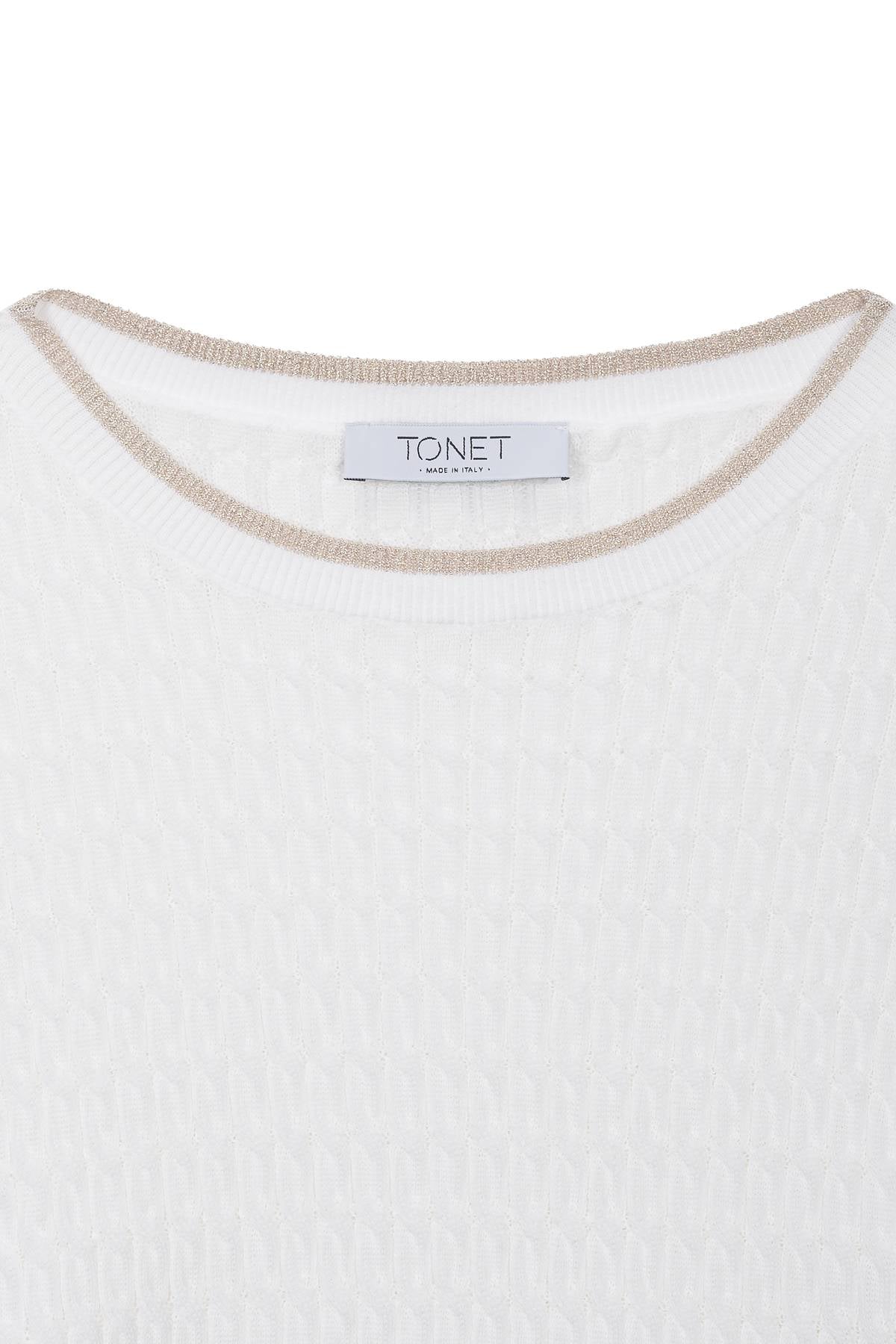 Maglia a trecce con dettagli in lurex