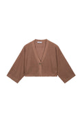 Micro Cardigan con lurex da donna in punto traforato. Maglieria artigianale italiana di lusso
