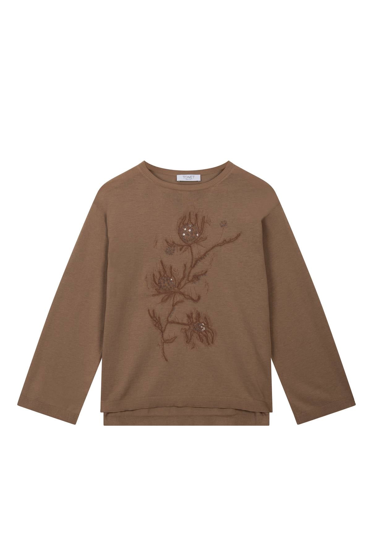 maglia artigianale da donna di cotone con paillettes.  Made in Italy