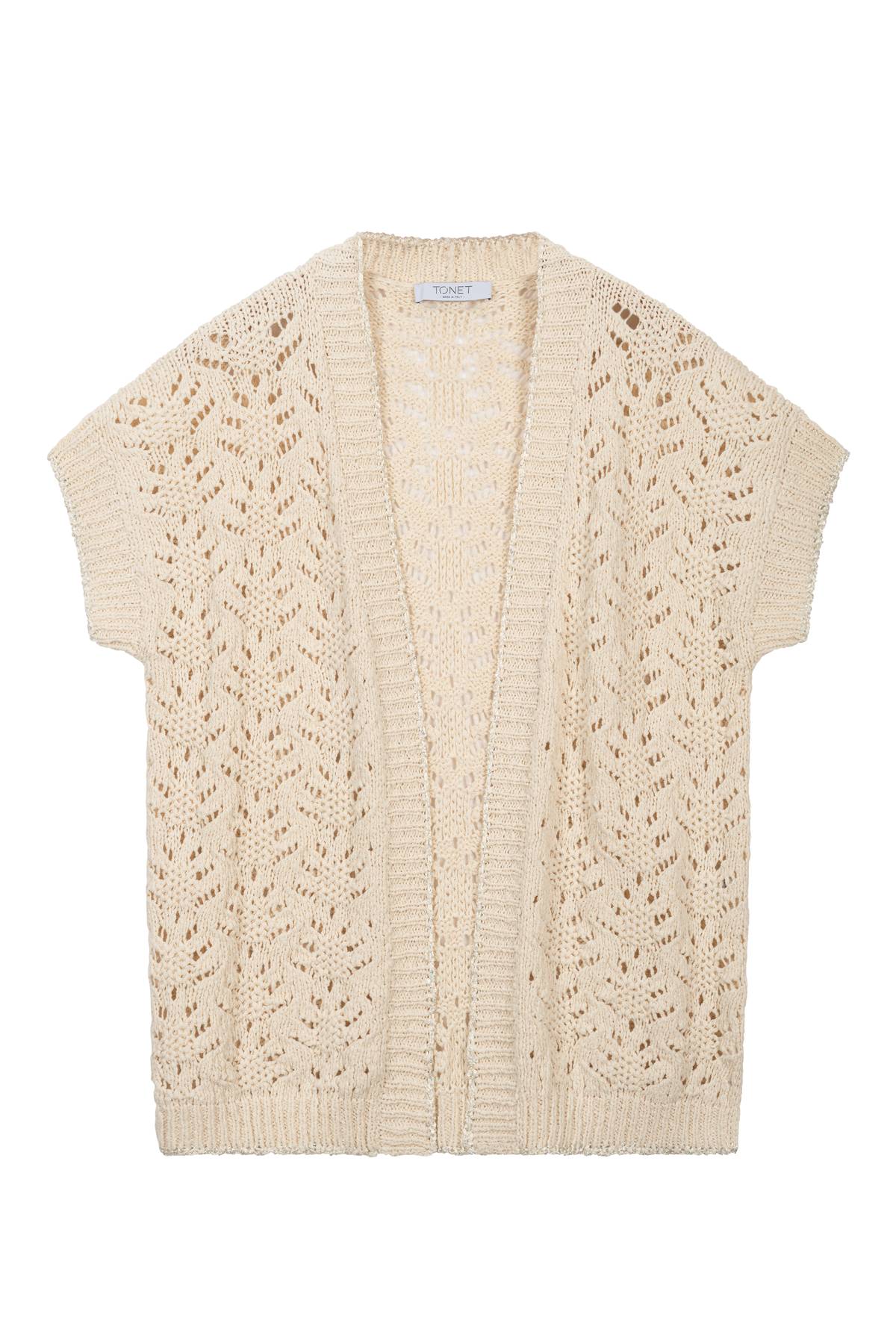 Cardigan in punto floreale traforato