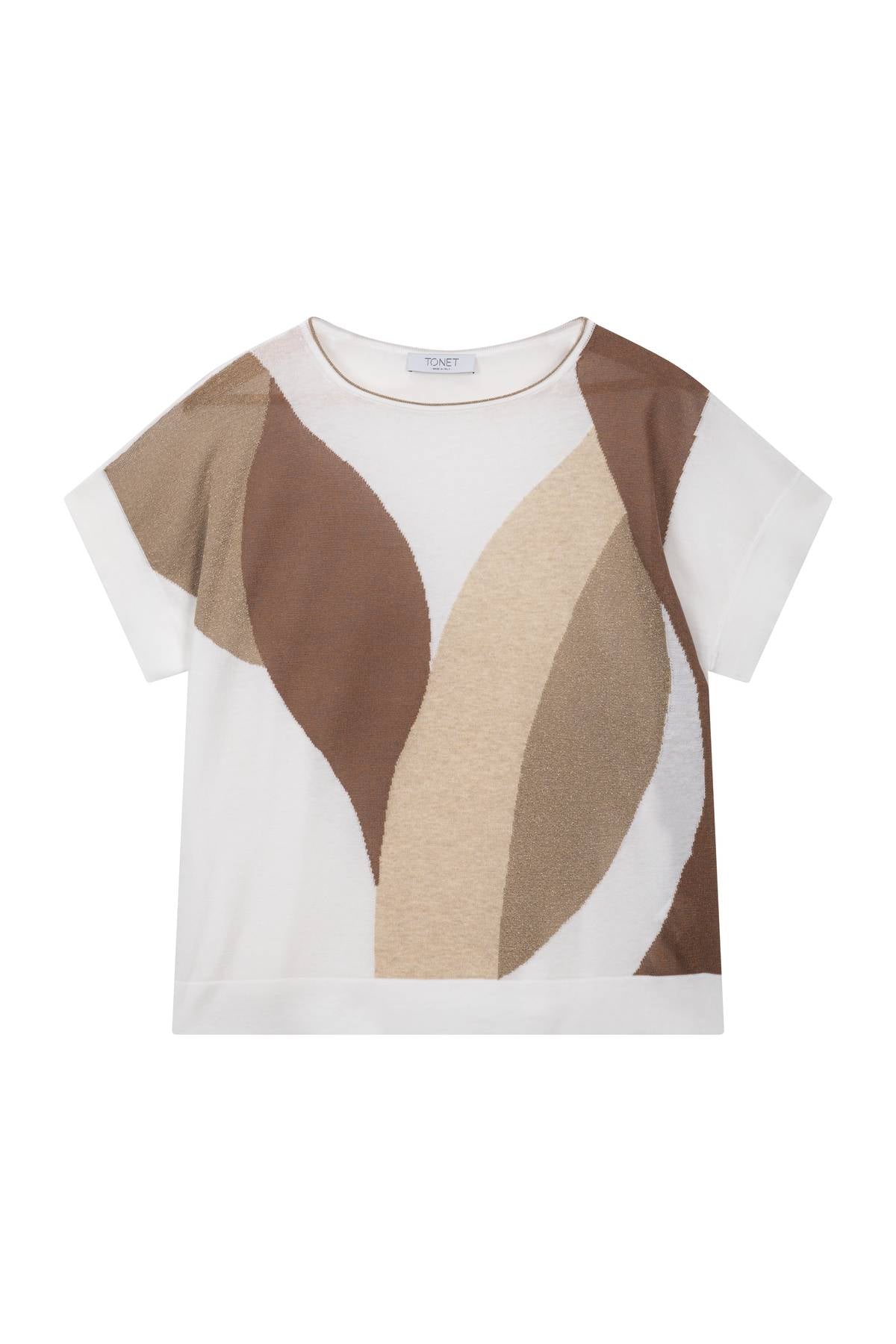 Maglia a mezza manica intarsiata