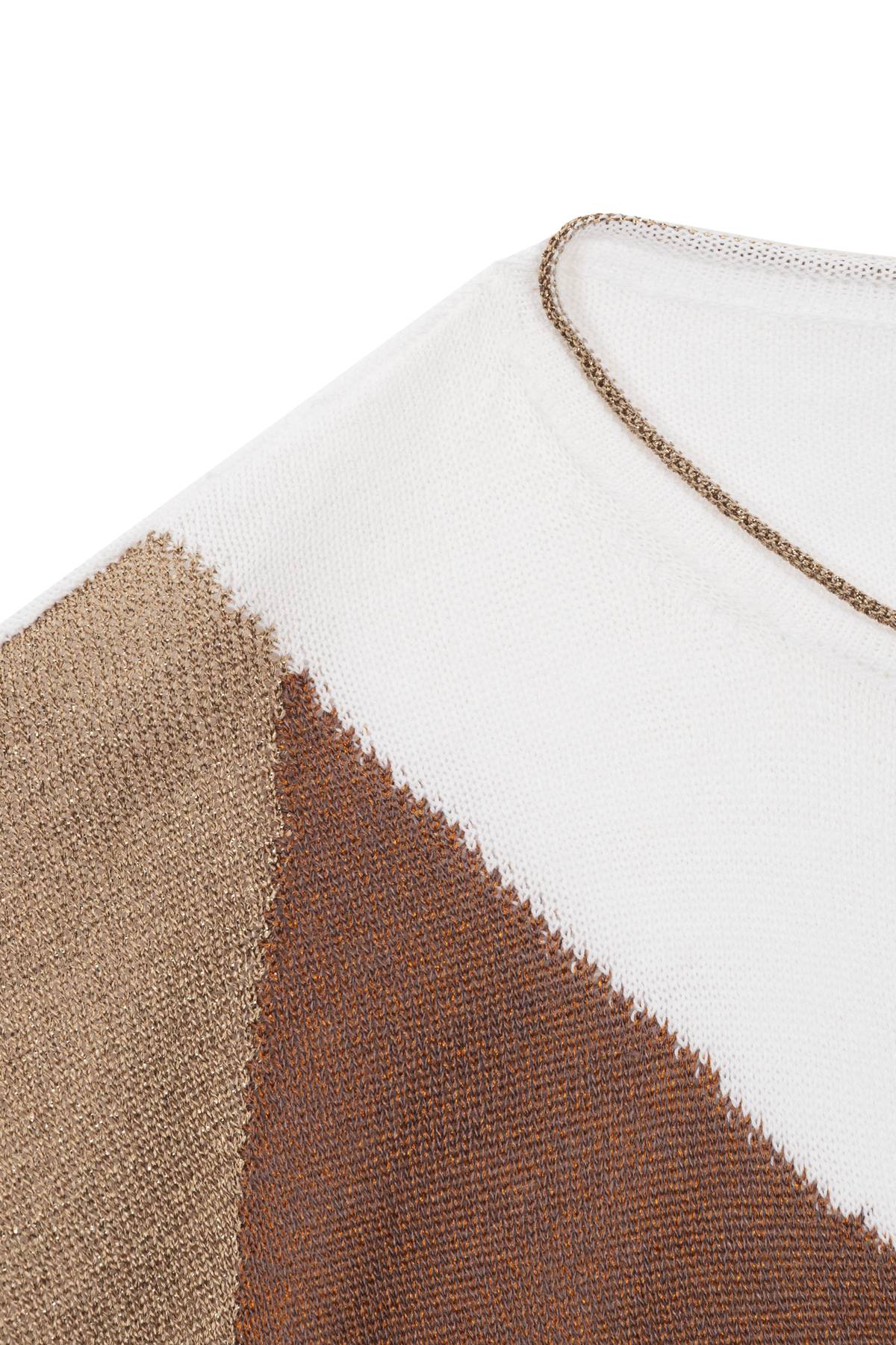 Maglia a mezza manica intarsiata