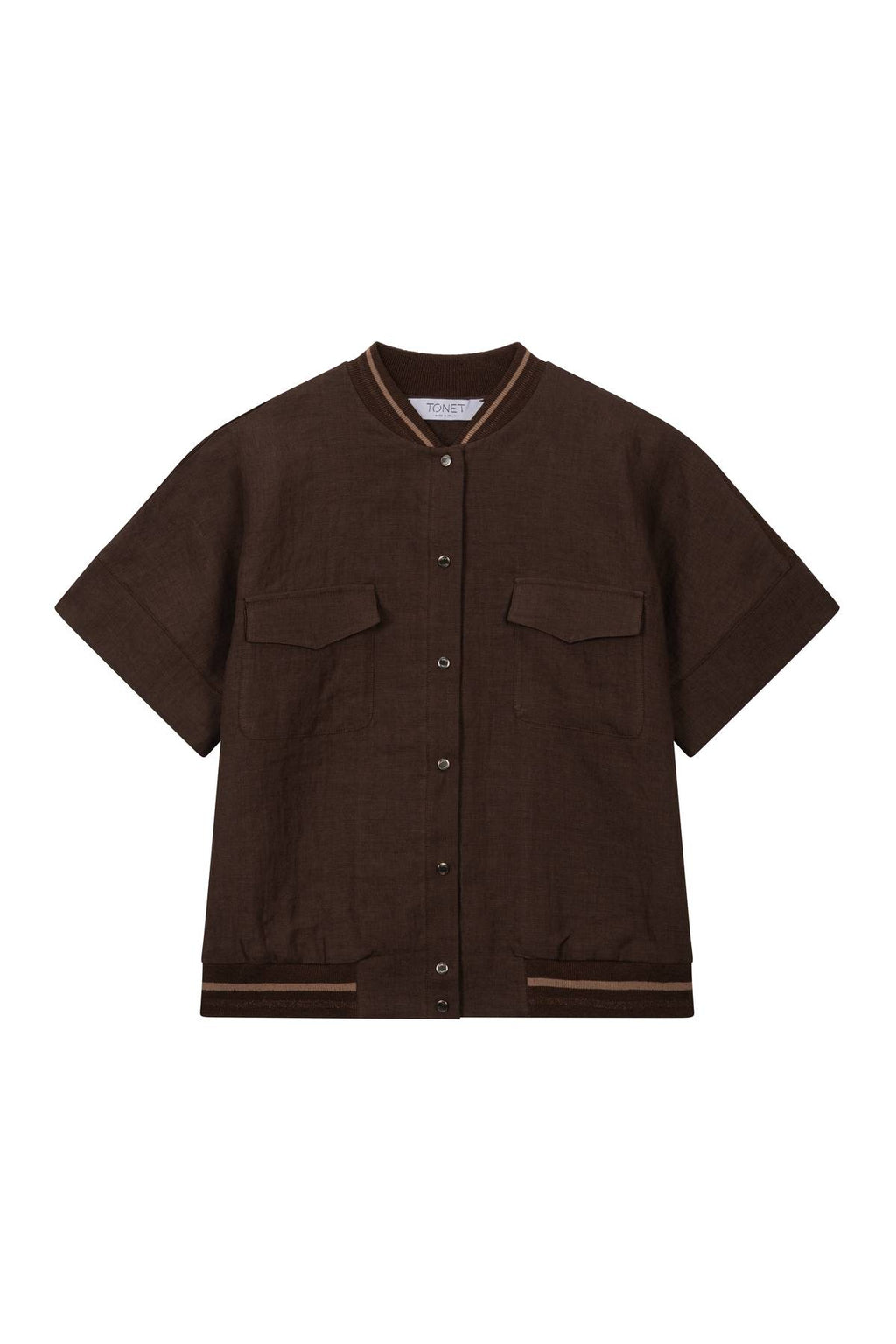 Linen knit bomber jacket