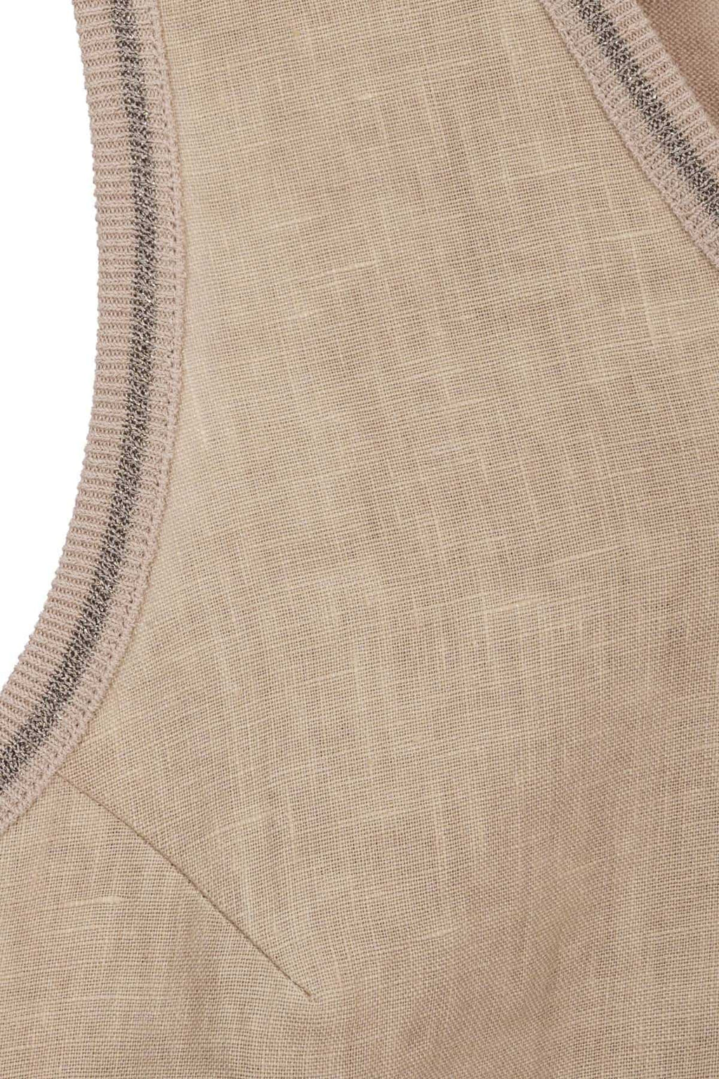 Linen tank top with knit trim