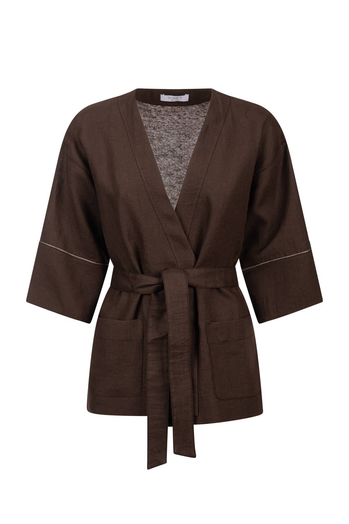 Cardigan aperto con cintura