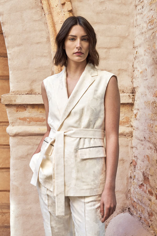 Jacquard fabric waistcoat