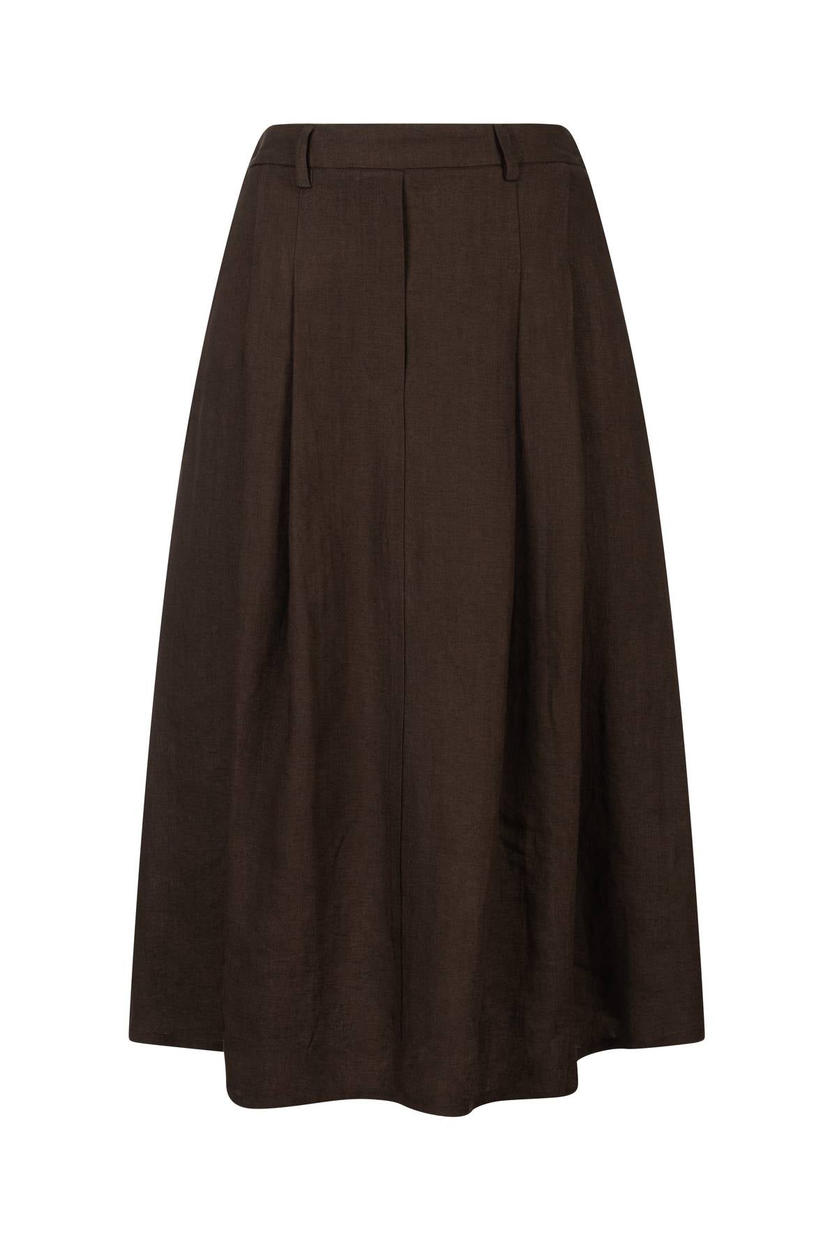 TONET Donna - Elegante gonna in lino con pieghe, forma ad A. Sobria ed adatta ad ogni occasione estiva. Lusso Made in Italy