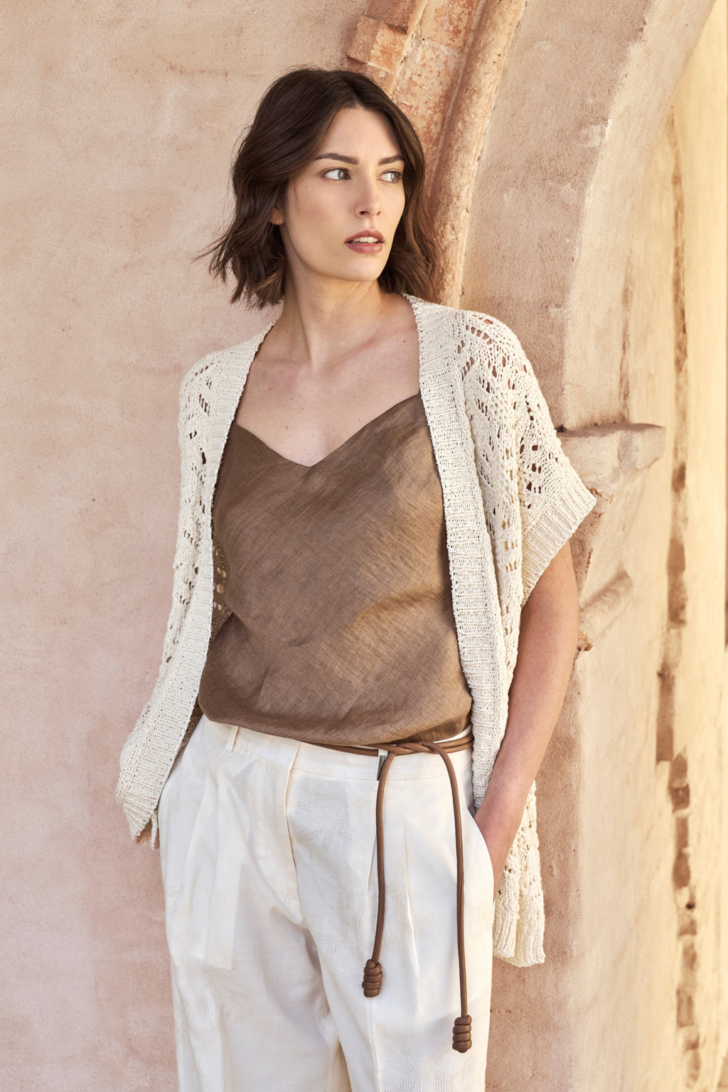 Openwork floral stitch cardigan