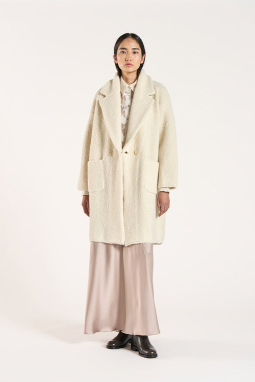 TONET Cappotto in maglia color panna Made in Italy