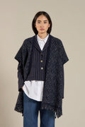 TONET mantella a chevron con frange Made in Italy