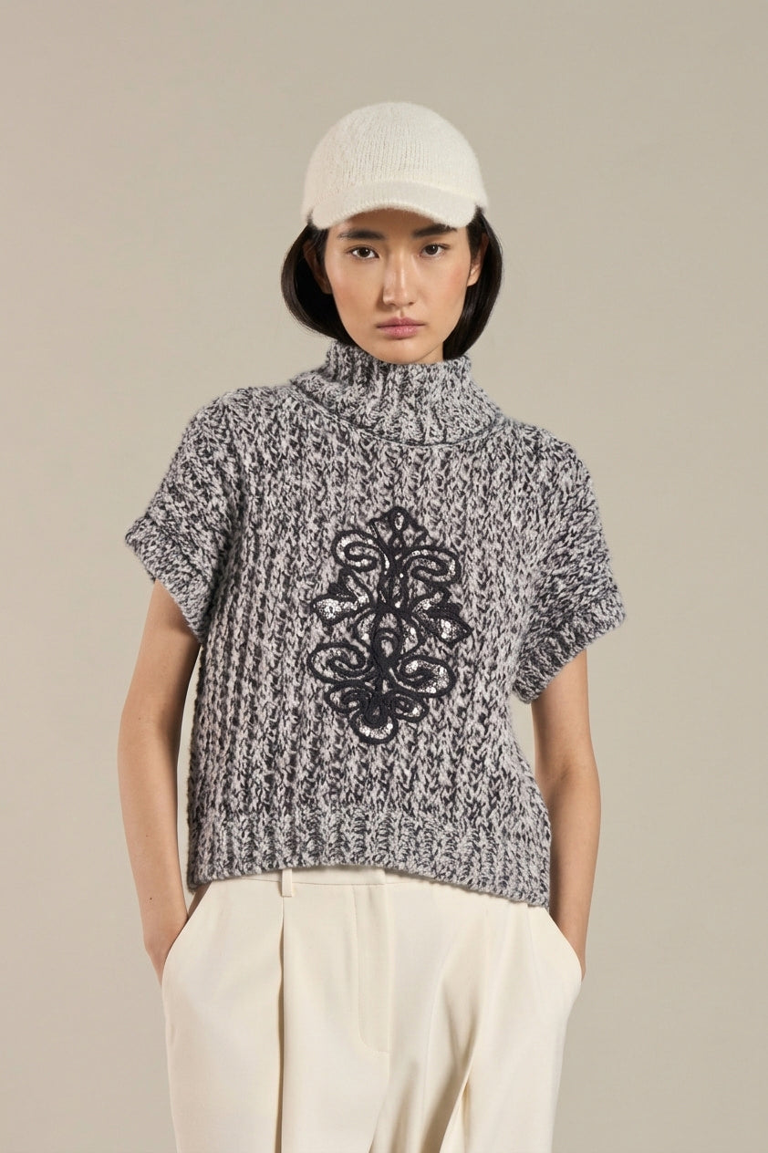 TONET Maglia ricamata Made in Italy Luxury Knitwear