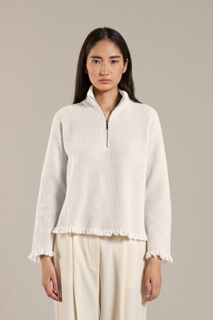 Maglia con frange in Lana Merino Extra Fine