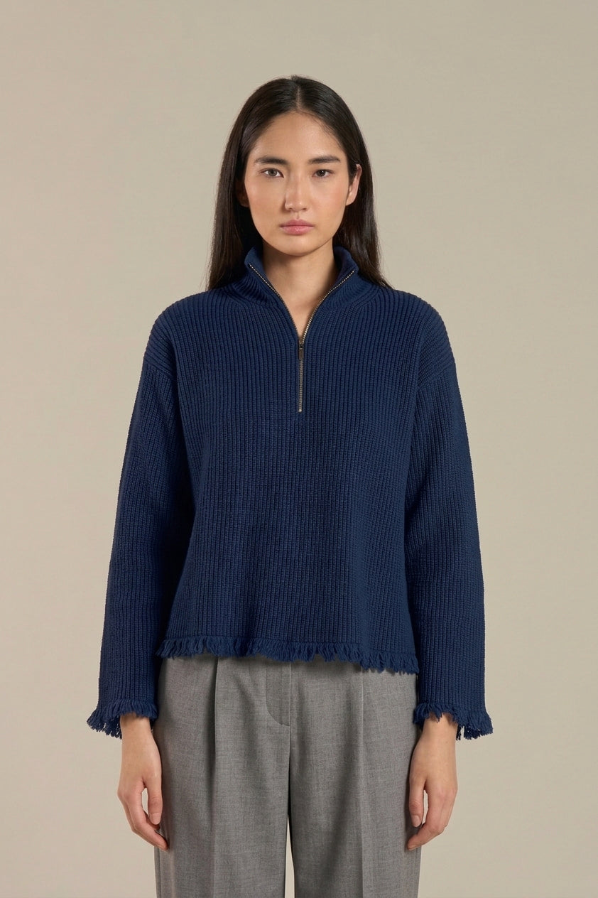 Maglia con Frange in Lana Merino Extra Fine