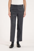 Pantaloni da donna in tessuto spinato blu navy