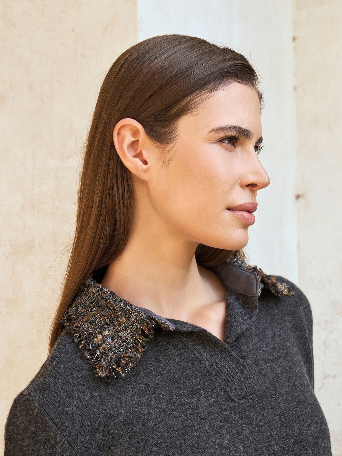 Polo con collo in Tweed