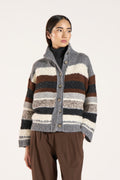 Giacca A Righe In Alpaca, Cashmere e Lana